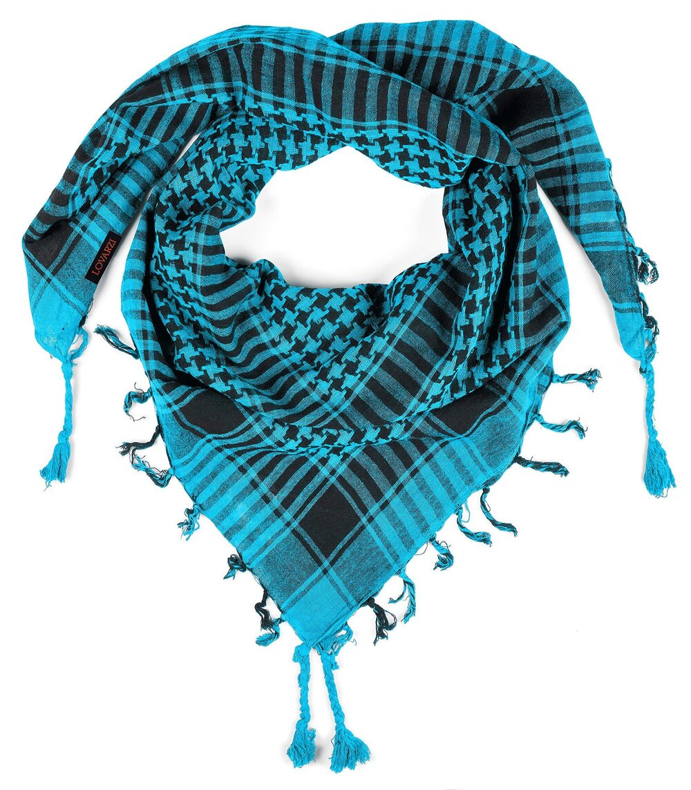 1076 Shemagh Scarf Premium Cotton Turquoise Blue Head Wrap Tactical Gear
